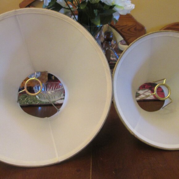 NWOT Vintage Pair of faux leather lampshades that have the spider hardware, - Picture 6 of 9